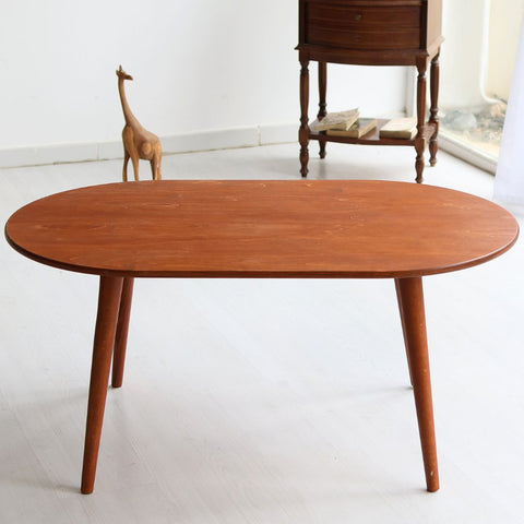 Oval Plywood Coffee Table with Conical Legs