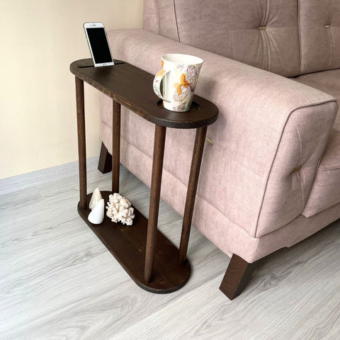 Narrow Side Table with Phone Holder