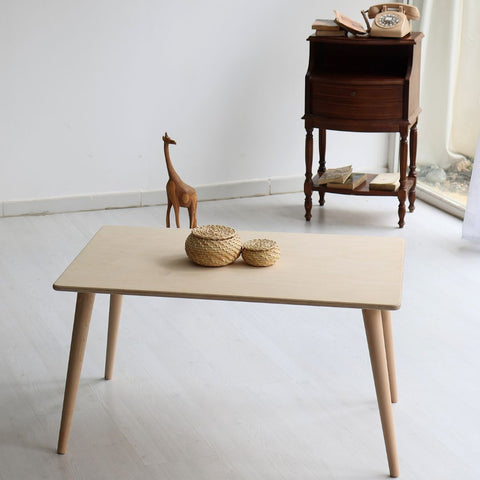 Rectangular Plywood Coffee Table with Conical Legs