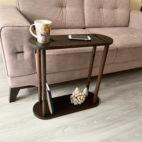 Narrow Side Table with Phone Holder